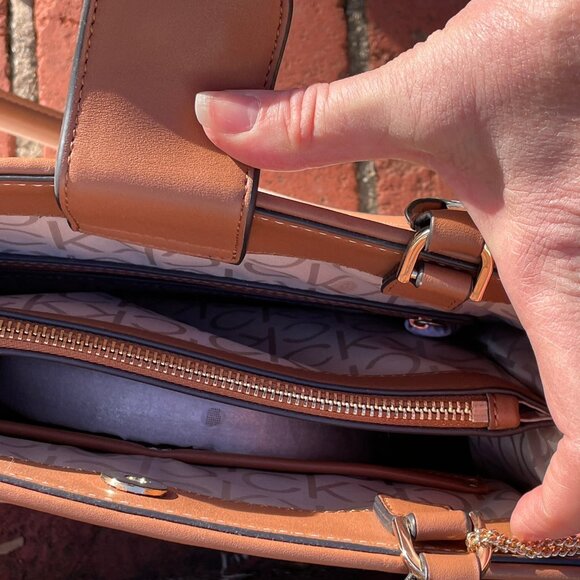 NWT Calvin Klein Cherry Blossom Tote w/Matching Card Case - Embroidered - Picture 9 of 16